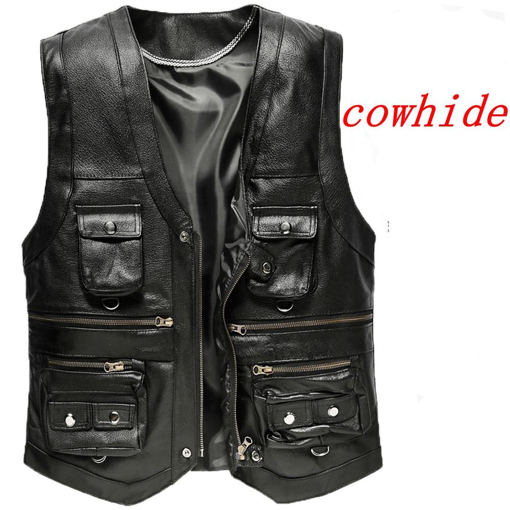 2025 Cowhide Genuine Leather V - Motorcycle Gear Vest recension och pris