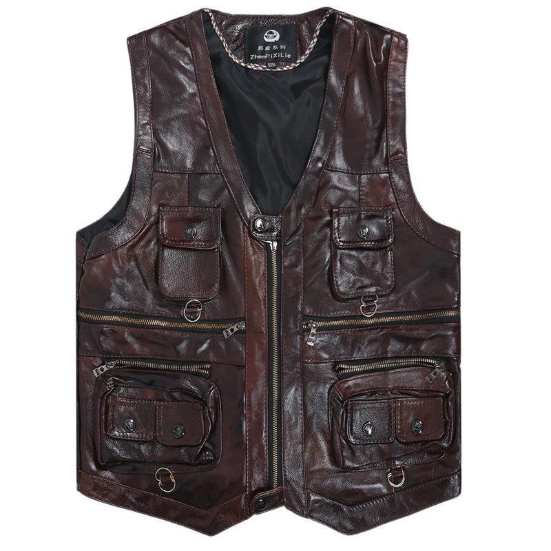 2025 Cowhide Genuine Leather V - Motorcycle Gear Vest recension och pris