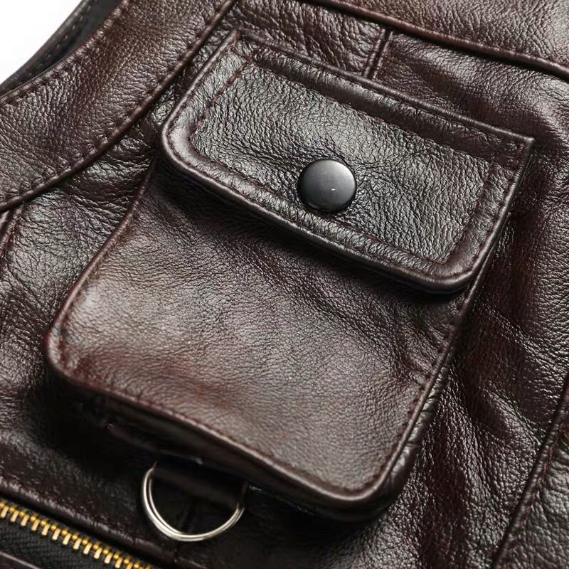 2025 Cowhide Genuine Leather V - Motorcycle Gear Vest recension och pris