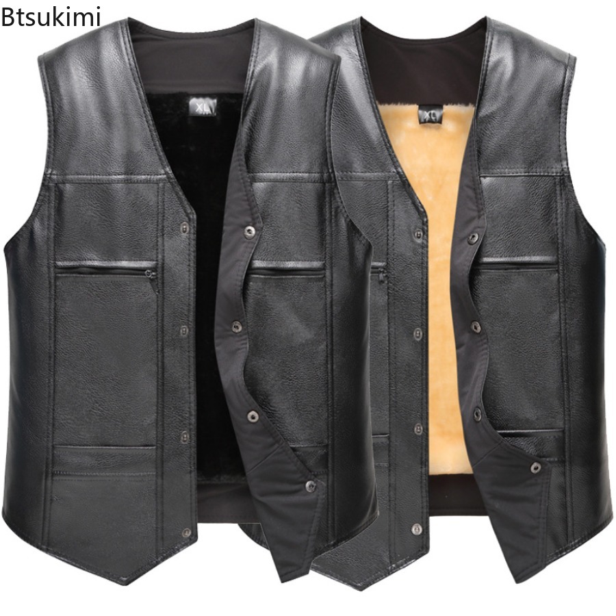 Autumn Winter New Men's Leathe - Motorcycle Gear Vest recension och pris