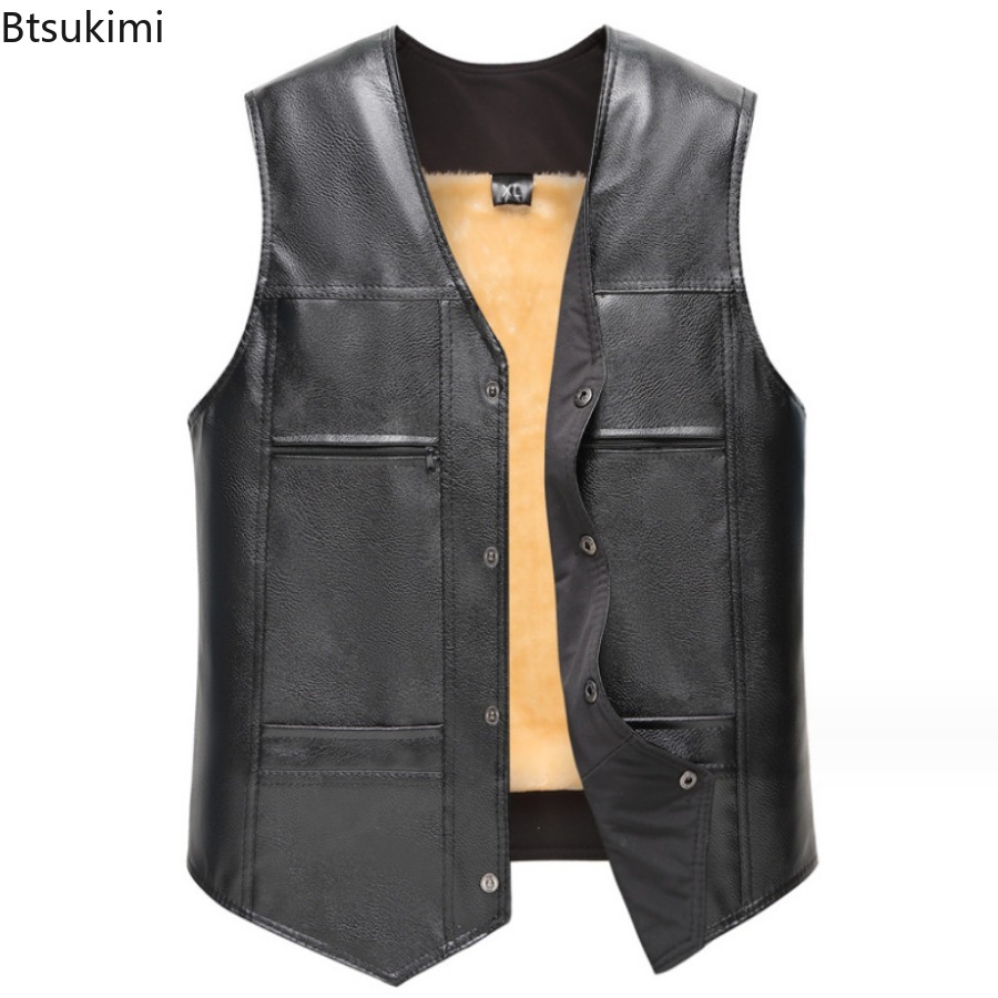 Autumn Winter New Men's Leathe - Motorcycle Gear Vest recension och pris