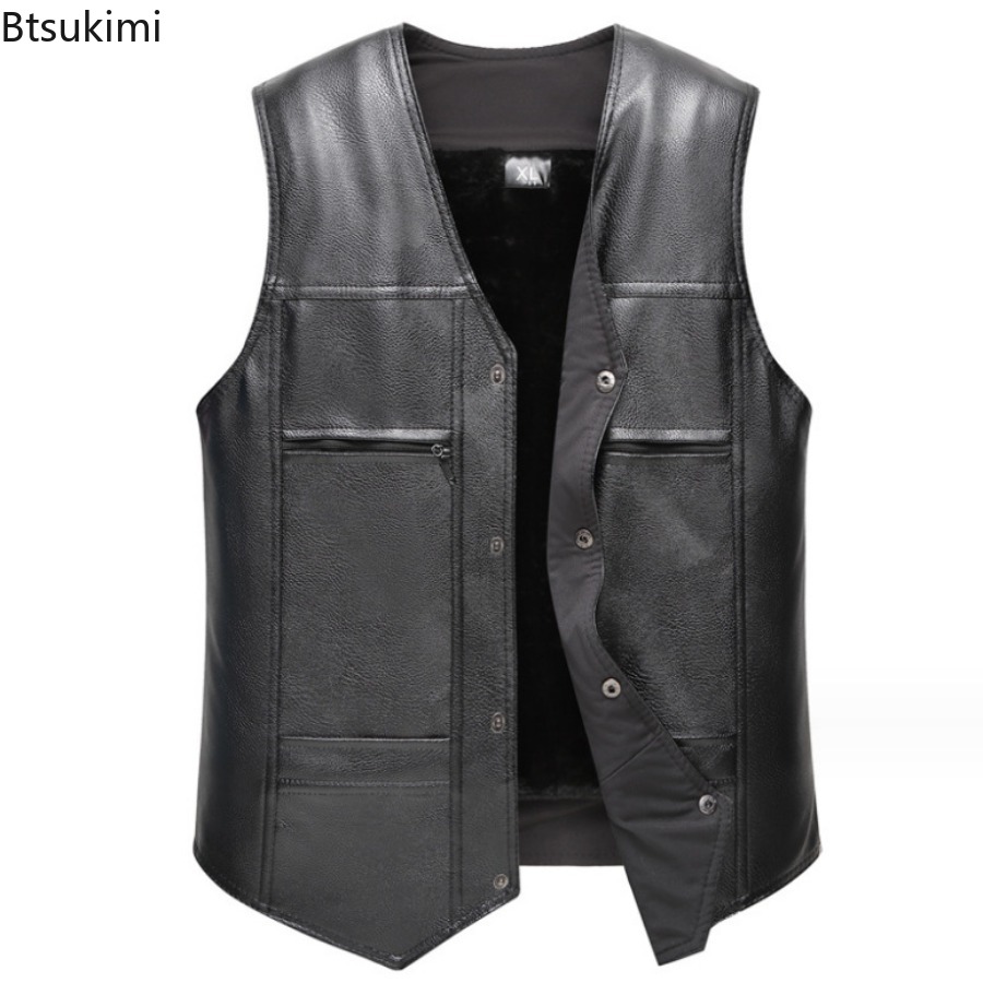 Autumn Winter New Men's Leathe - Motorcycle Gear Vest recension och pris